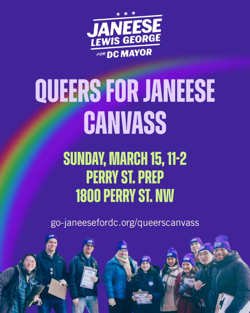 Queers for Janeese canvass graphic